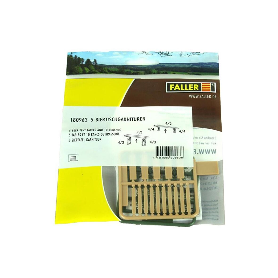 Faller 180963 1/87 Bira Masaları ve Bankları ( 5 Set ) Demonte Plastik Maketi