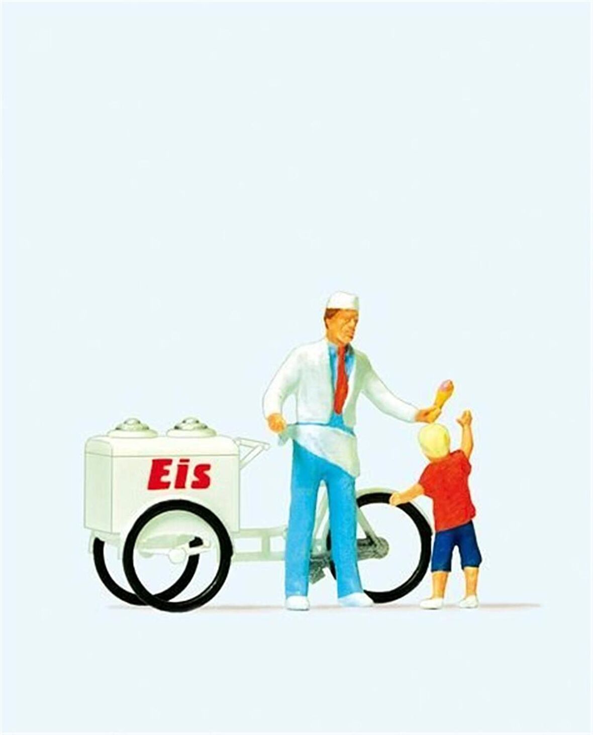 Preiser 28126 1/87 Ölçek Arabalı Dondurmacı ve Çocuk Figürü