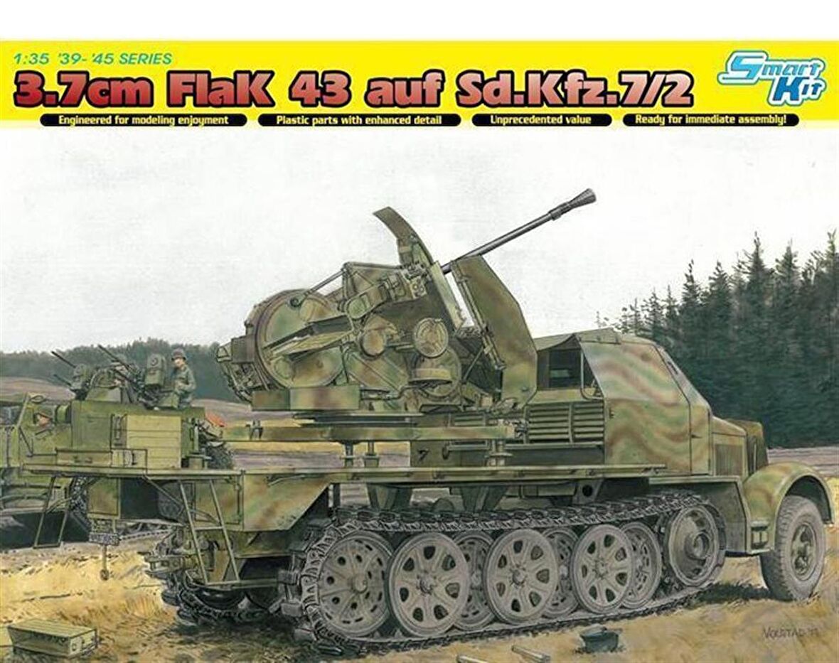 Dragon 6553 1/35 Ölçek Sd.Kfz.7 w/3.7cm FlaK 43 Uçaksavar Kamyonu Plastik Model Kiti