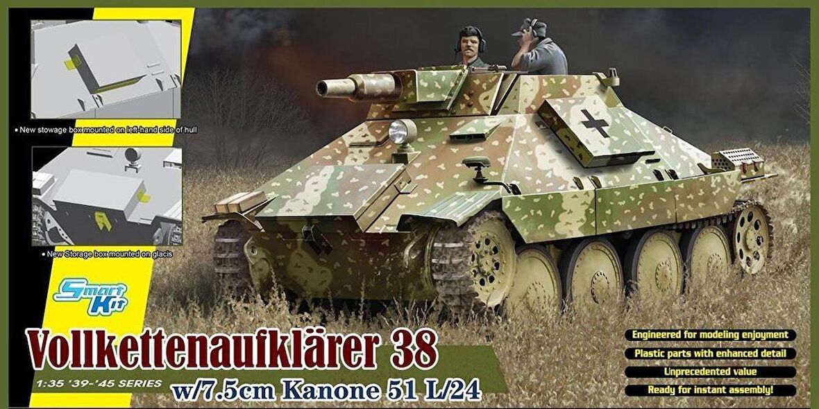 Dragon 6815 1/35 Ölçek Vollkettenaufklaerer 38 Tank Avcısı Plastik Model Kiti