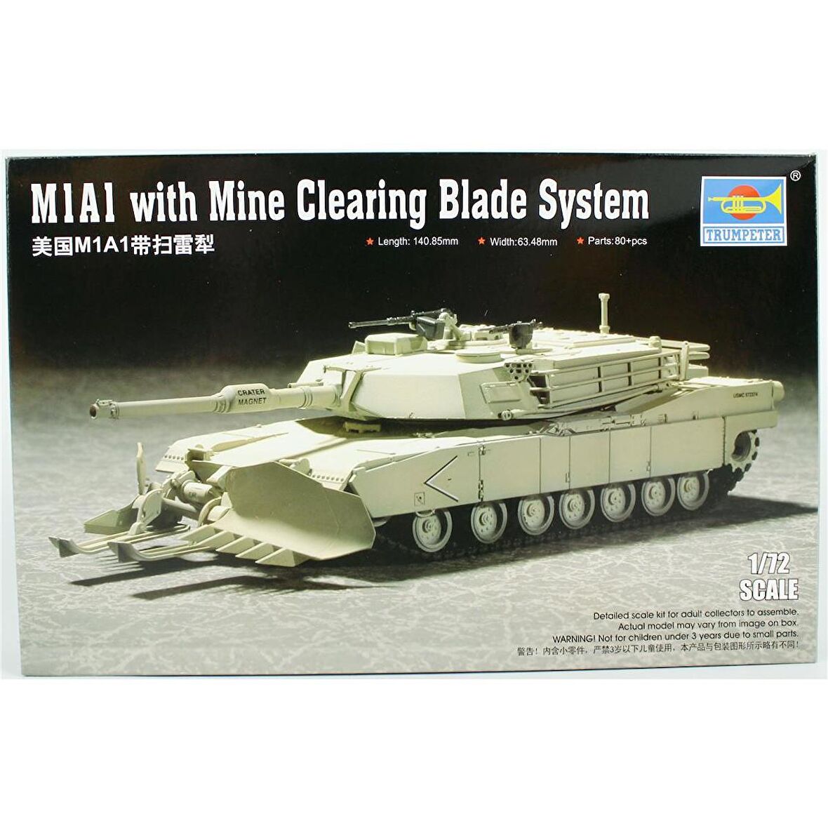 Trumpeter 07277 1/72 Ölçek M1A1 Mayın Temizleme Aparatlı Tank, Plastik Model Kiti