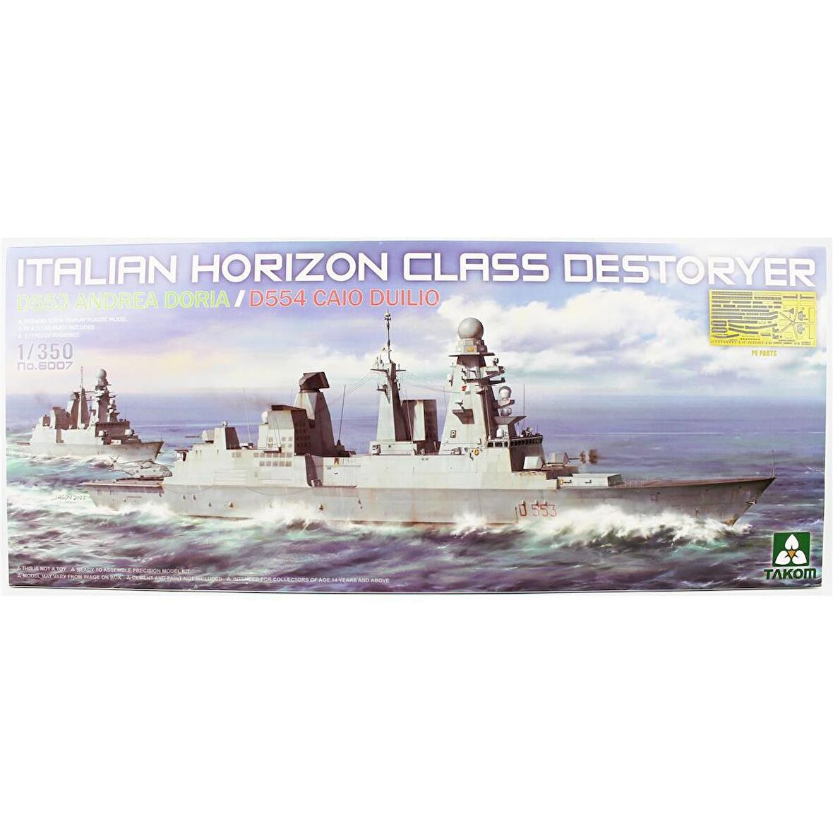 Takom 6007 1/350 Ölçek, Italyan Horizon Sınıfı Destroyer, D553 ANDREA DORIA / D554 CAIO DUILIO, Plastik Model Kiti