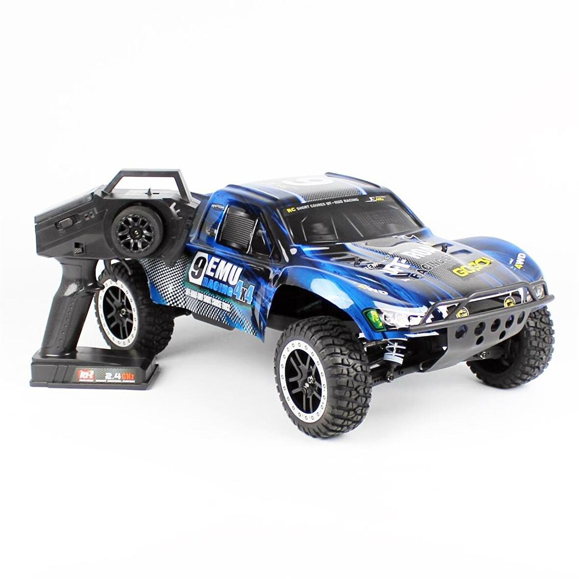 Remo 1022 1/10 Ölçek, 4WD Off Road Short Course (9EMU) Fırçalı Çift Motorlu, Mavi Kaportalı, RC Model Araç