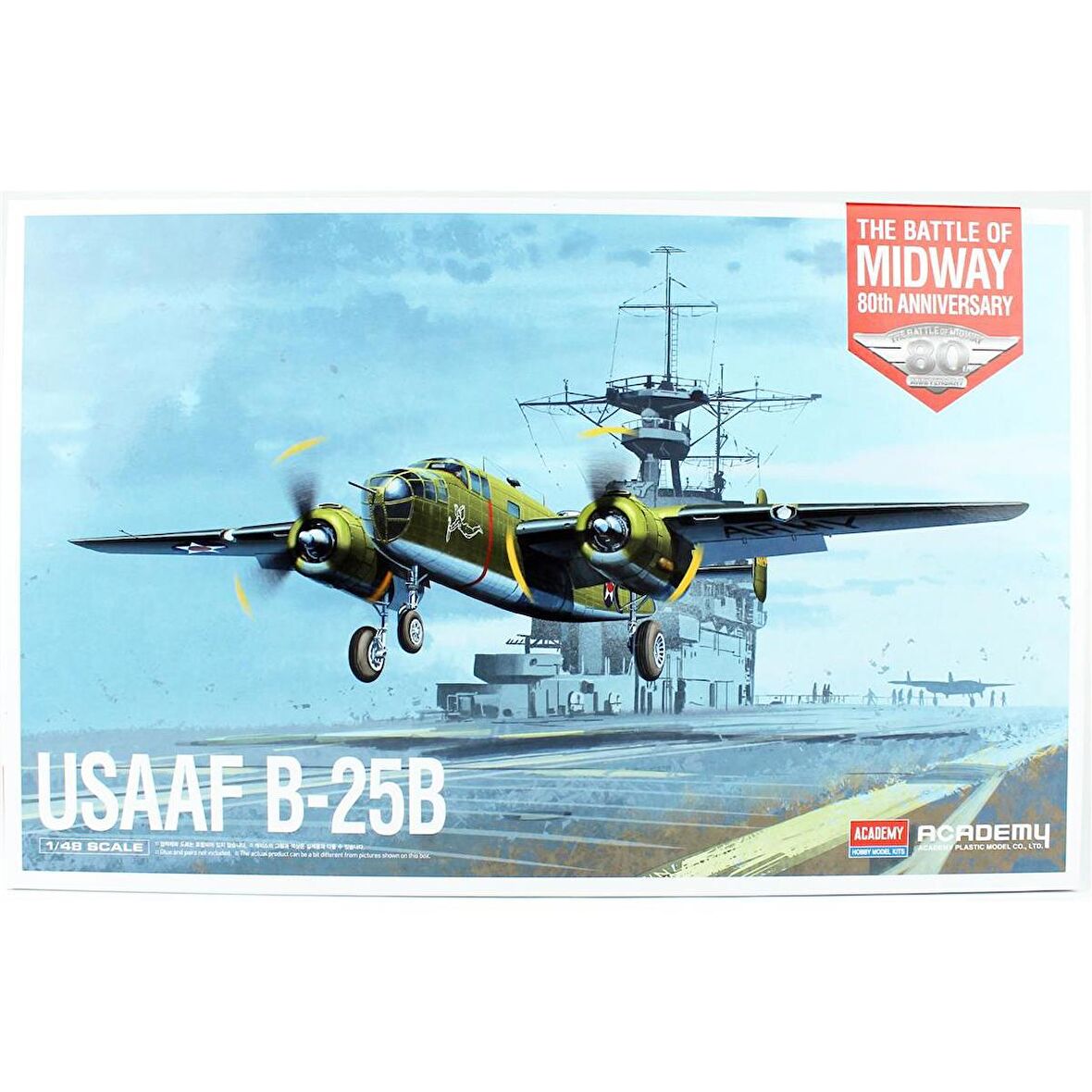 Academy 12336 1/48 Ölçek, USAAF B-25B Battle of Midway (80th Anniversary) Savaş Uçağı, Plastik Model Kiti