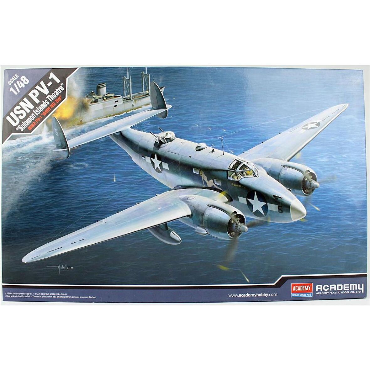 Academy 12347 1/48 Ölçek, USN PV-1 (Solomon Islands Theatre) Bombardıman Uçağı, Plastik Model Kiti
