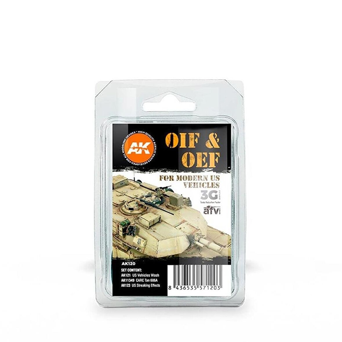 AK Interactive 120 2x35 ve 1x17ml.OIF&OEF ABD Araçları Eskitme Efekti, Enamel Maket Boyası Seti