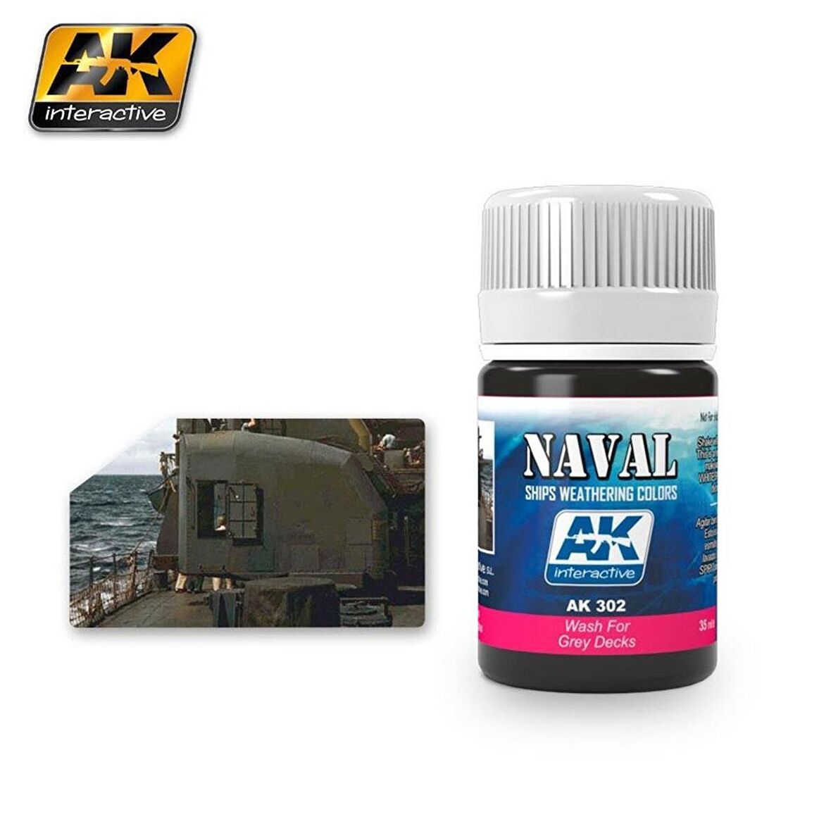 AK Interactive 302 35 ml. Gri Güverteler Eskitme Efekti, Wash Serisi Enamel Model Boyası