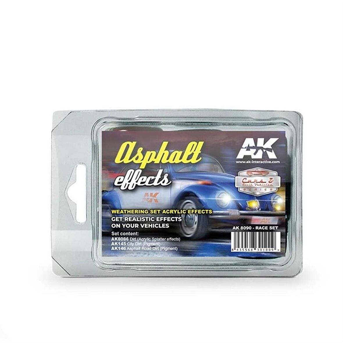 AK Interactive 8090 3x35 ml. Asfalt Yol Efekti, Ralli Serisi, Enamel Model Boyası Seti