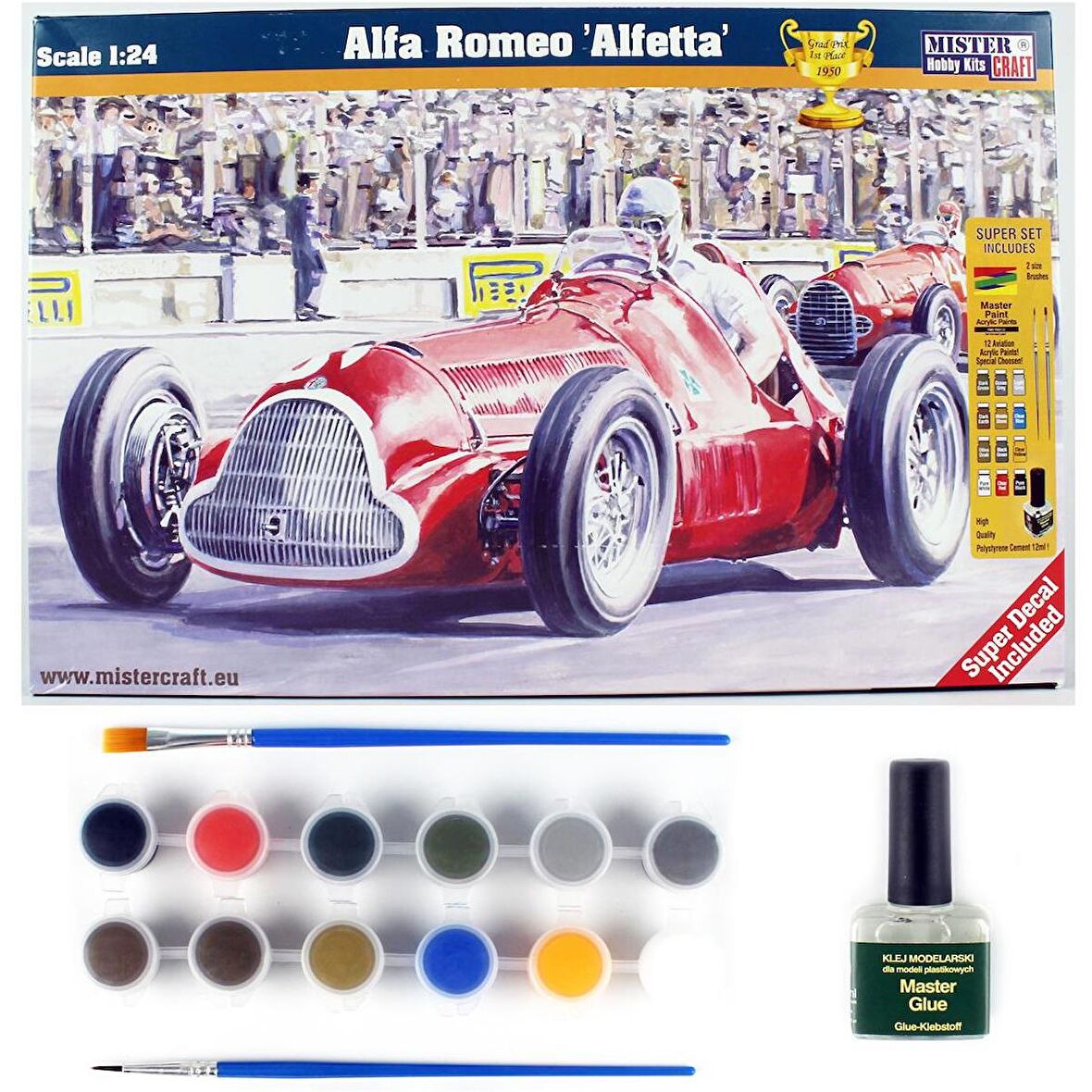 Mistercraft D222ST 1/24 Alfa Romeo Alfetta Yarış Arabası Plastik Model Kiti