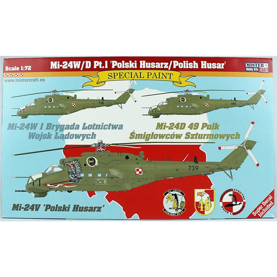 Mistercraft F046 1/72 Mi-24W/D Pt.1 (/Polish Husar) Askeri Helikopter Plastik Model Kiti