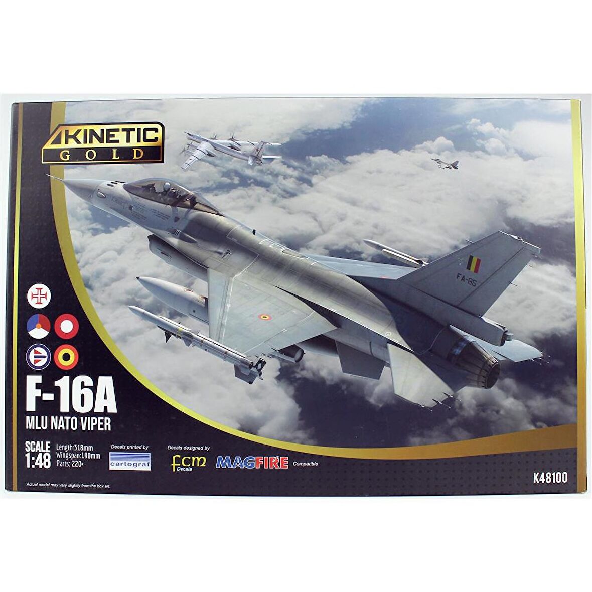 Kinetic K48100 1/48 F-16A (MLU NATO Viper) Savaş Uçağı, Plastik Model Kiti