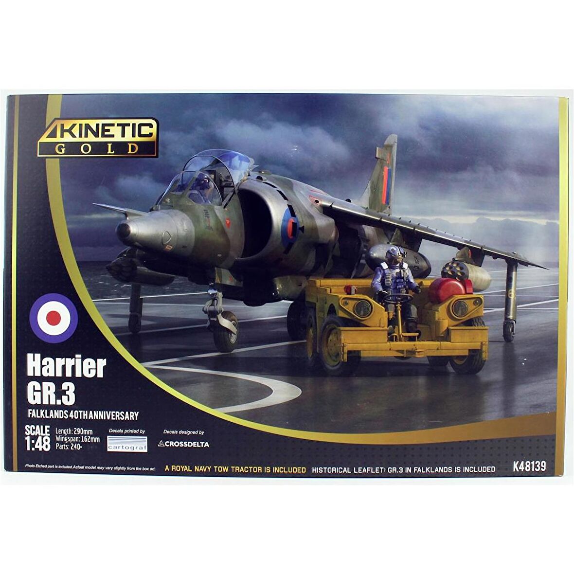 Kinetic K48139 1/48 Harrier GR.3 (Falklands 40th Anniversary) Savaş Uçağı, Plastik Model Kiti
