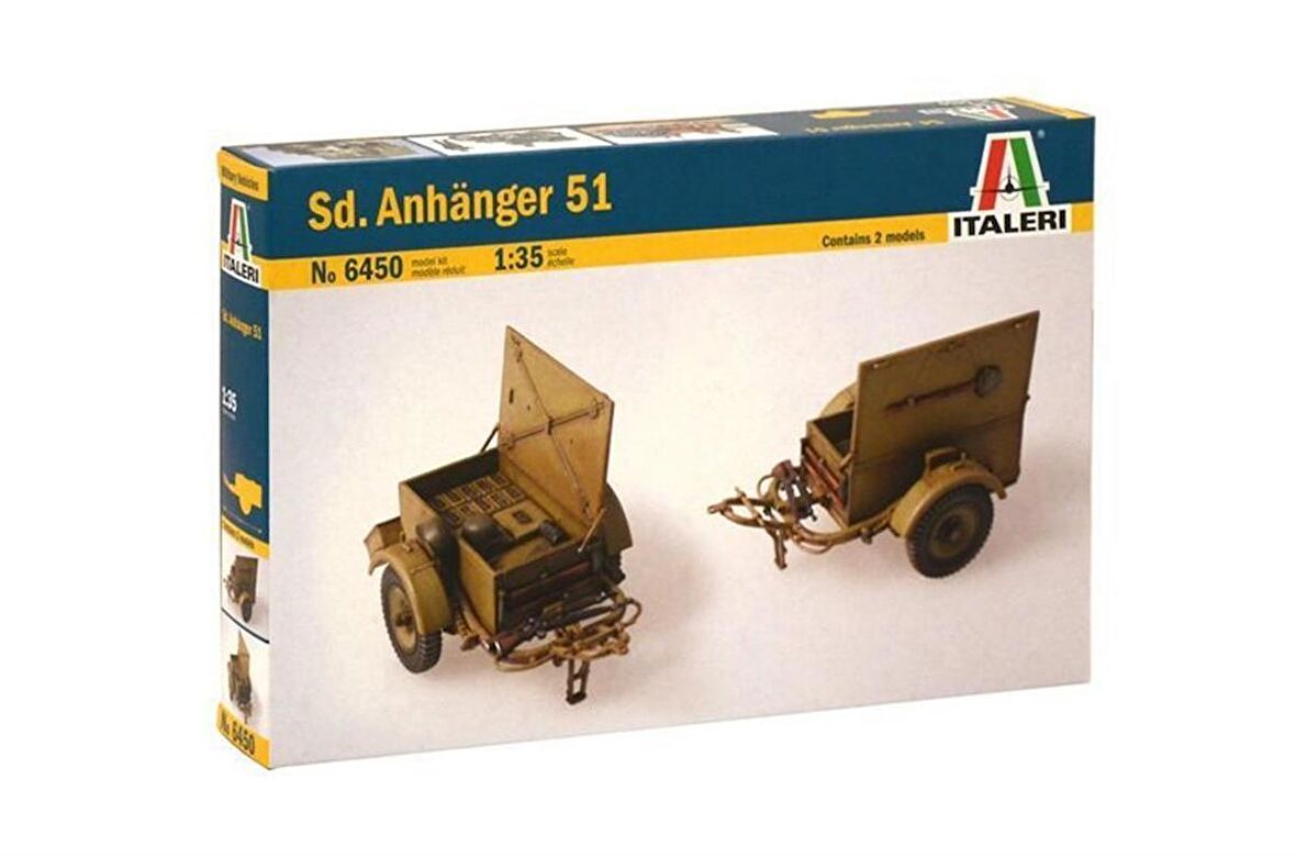 Italeri 6450S 1/35 Sd. Anhanger-51  Cephane Römorku 2 adet Demonte Plastik Maketi