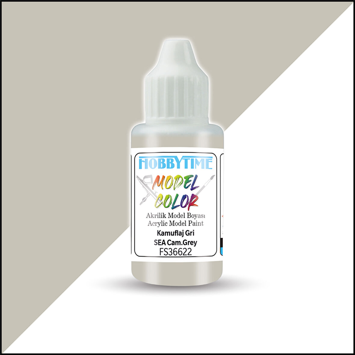Hobbytime 411 18 ml. FS36622, Kamuflaj Gri (SEA Cam.Grey), Akrilik Model Boyası