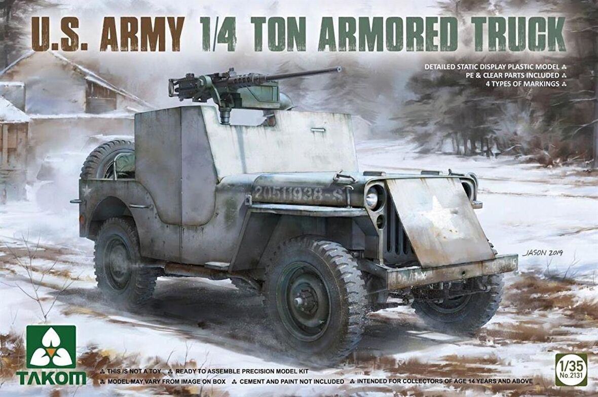 Takom 2131 1/35 Amerikan Zırhlı Personel Taşıyıcı Willys Jeep Demonte Plastik Askeri Araç Maketi