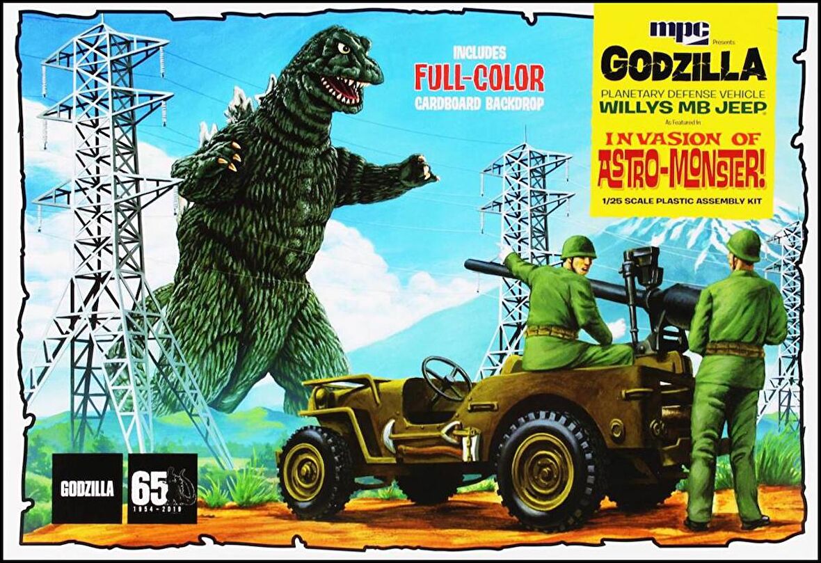 MPC 882 1/25 Godzilla Army Jeep Demonte Plastik Maketi