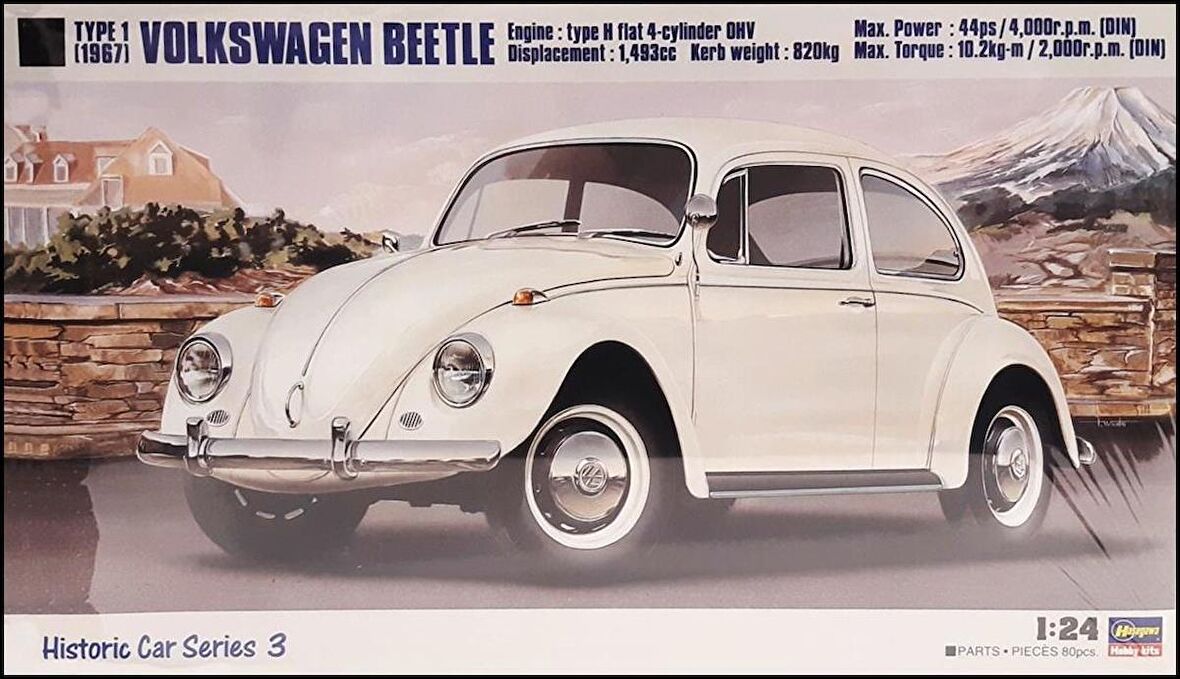 Hasegawa HC3 21203 1/24 Ölçek Volkswagen Beetle 1967 Otomobil Plastik Model Kiti