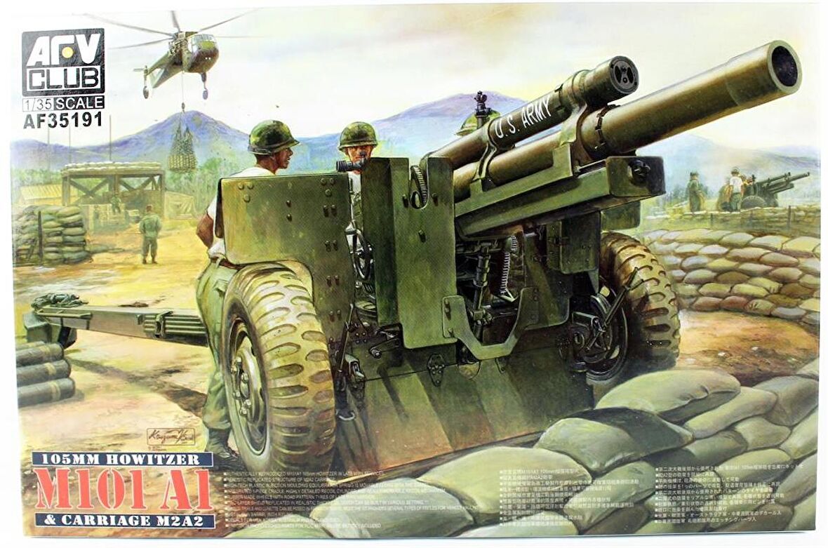 AFV Club AF35191 1/35 105mm HOWITZER M101A1 & M2A2 Arabalı Topu Demonte Plastik Maketi