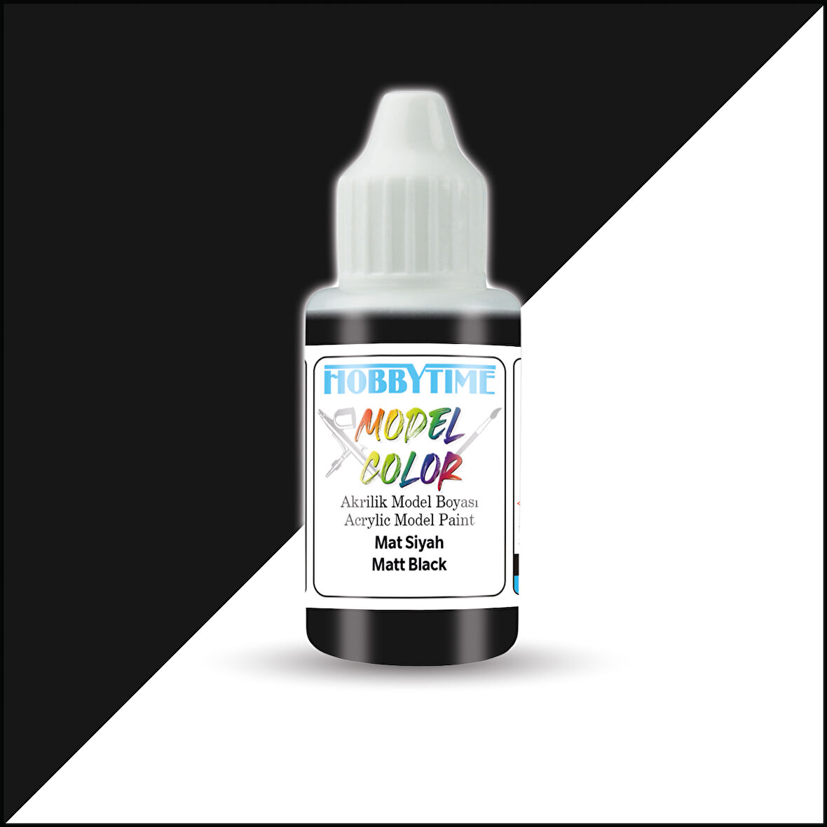 Hobbytime 421 18 ml. Mat Siyah (Matt Black), Akrilik Model Boyası