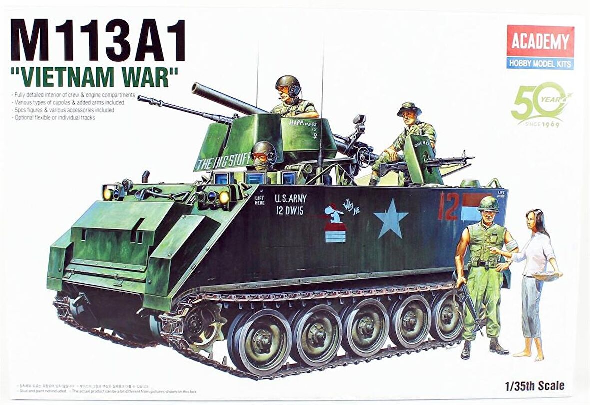 Academy 13266 1/35 M-113A1 APC Vietnam Zırhlı Personel Taşıyıcı Demonte Plastik Maketi