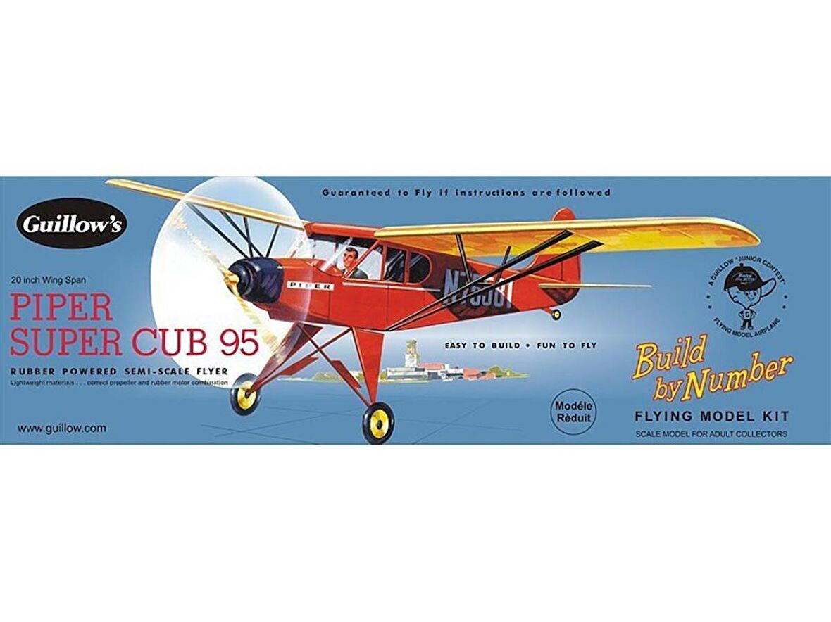 602 PİPER CUB 95 -50 CM.-LASTİK MOTORLU UÇAK KİTİ