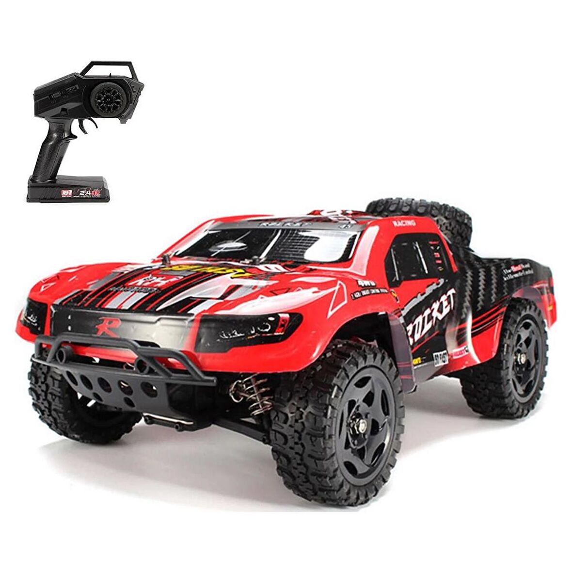 Remo 1621 1/16 Ölçek, 4WD Off Road Short Course (Rocket Smart) Kırmızı Kaportalı, Fırçalı Motorlu,7.4V 1500Mah Li-Po Pilli, RC