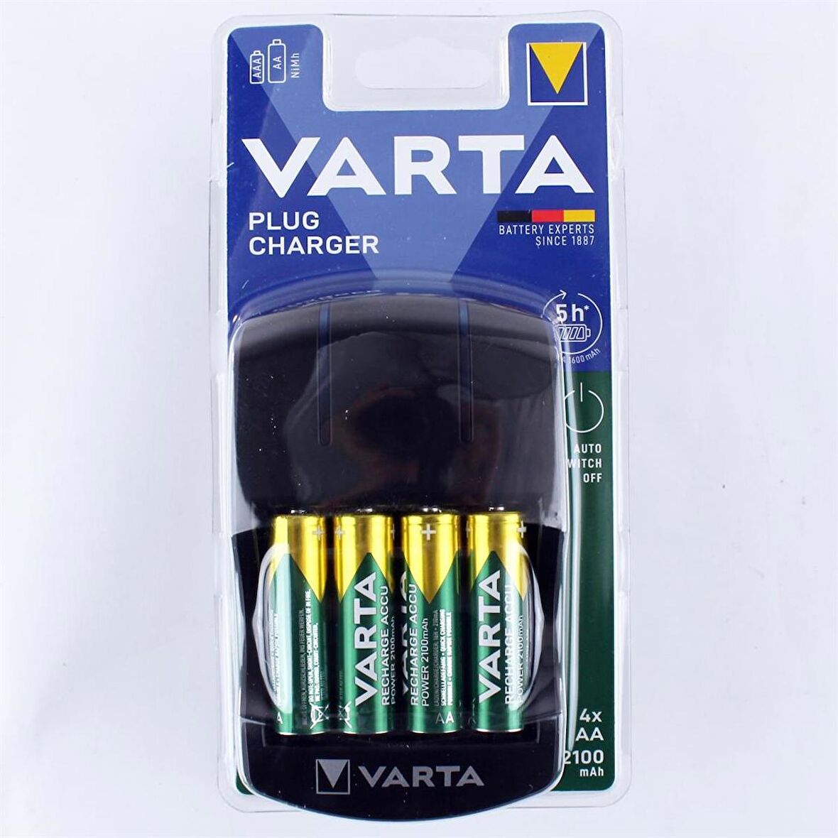 Varta 57647 Plug Şarj Cihazı, 4x2100 Mah Şarjlı AA Kalem Pil ile