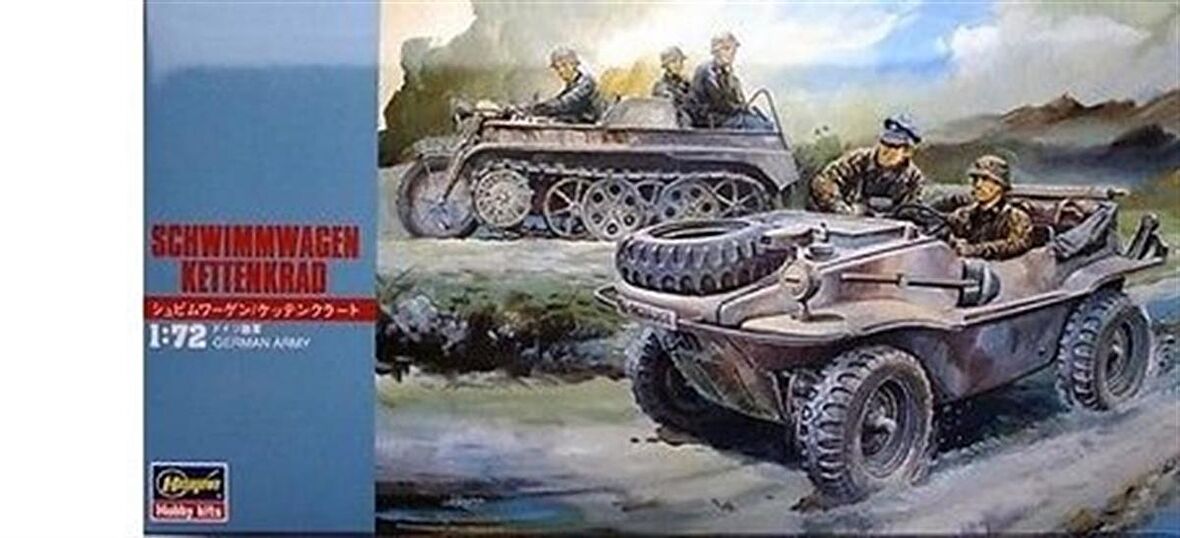 Hasegawa MT13 31113 1/72 Ölçek Schwimmwagen & Kettenkrad Askeri Araç Plastik Model Kiti