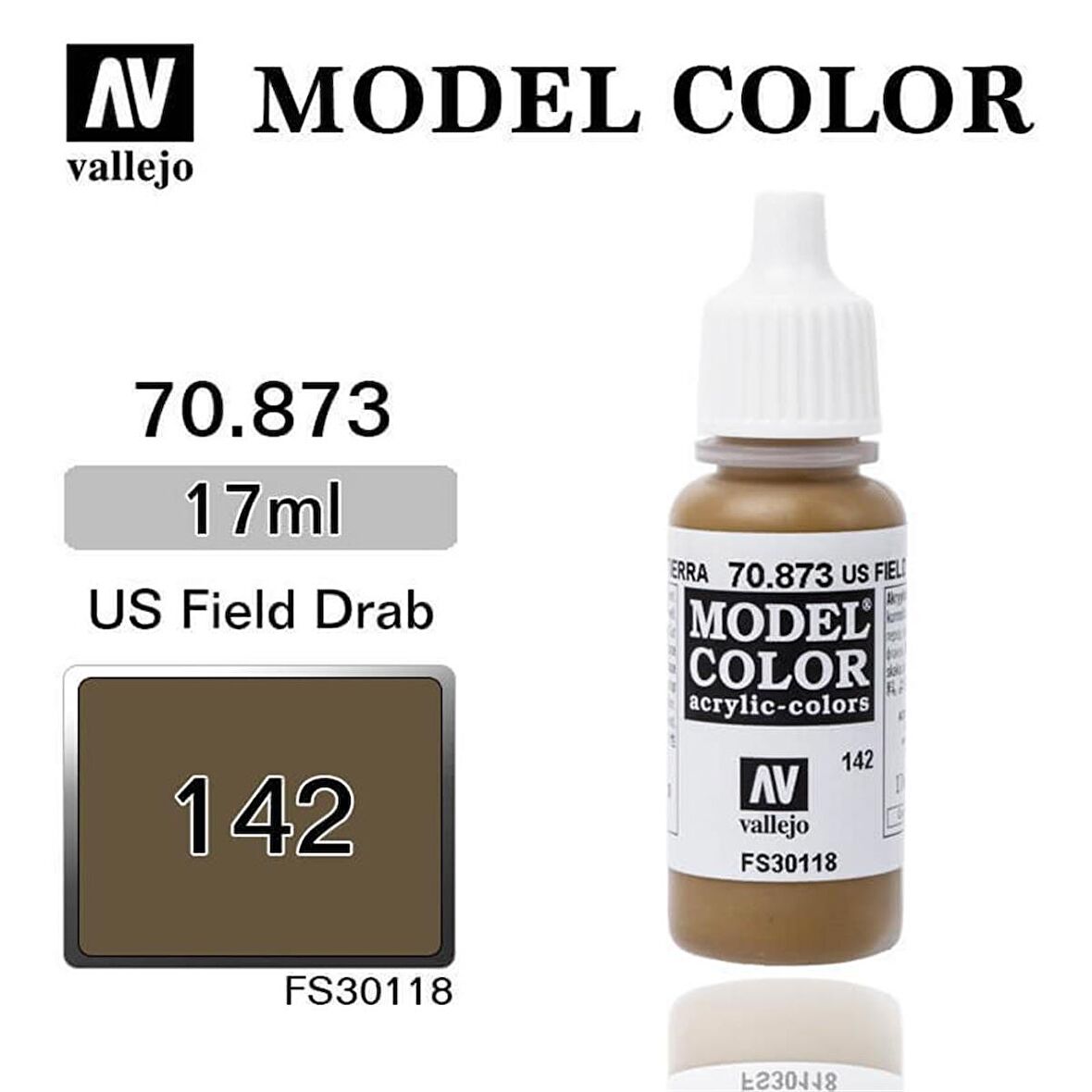 Vallejo 70873 17 ml. (142) Us Field Drab-Matt, Model Color Serisi Model Boyası