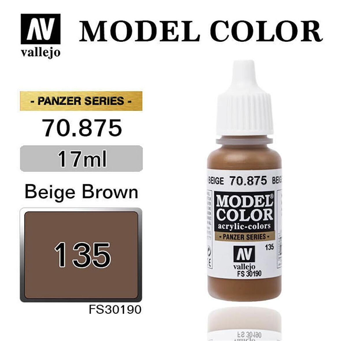 Vallejo 70875 17 ml. (135) Beige Brown-Matt, Model Color Serisi Model Boyası