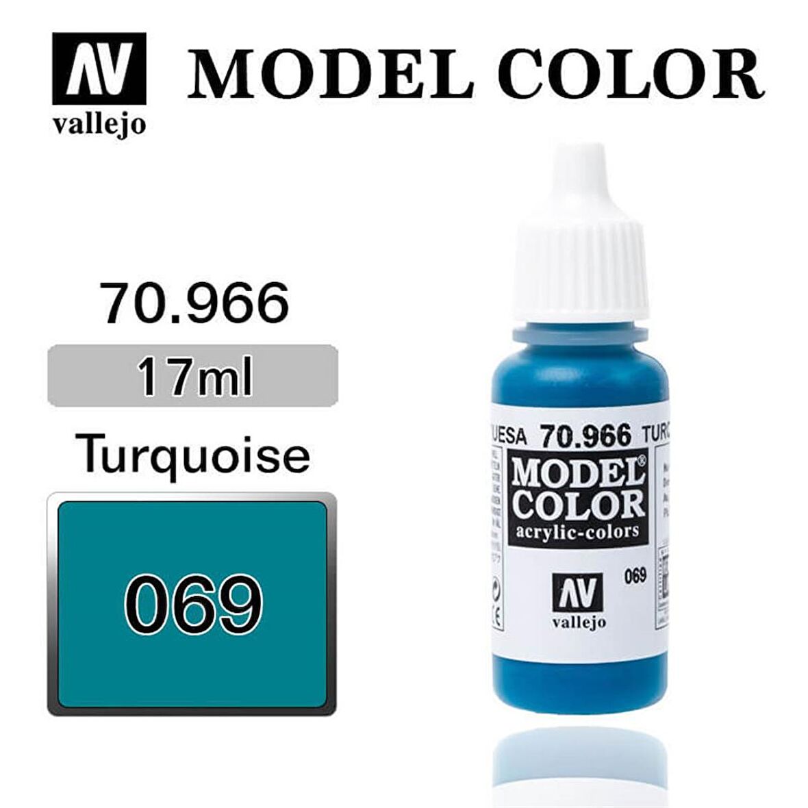 Vallejo 70966 17 ml. (69) Turquoise-Matt, Model Color Serisi Model Boyası