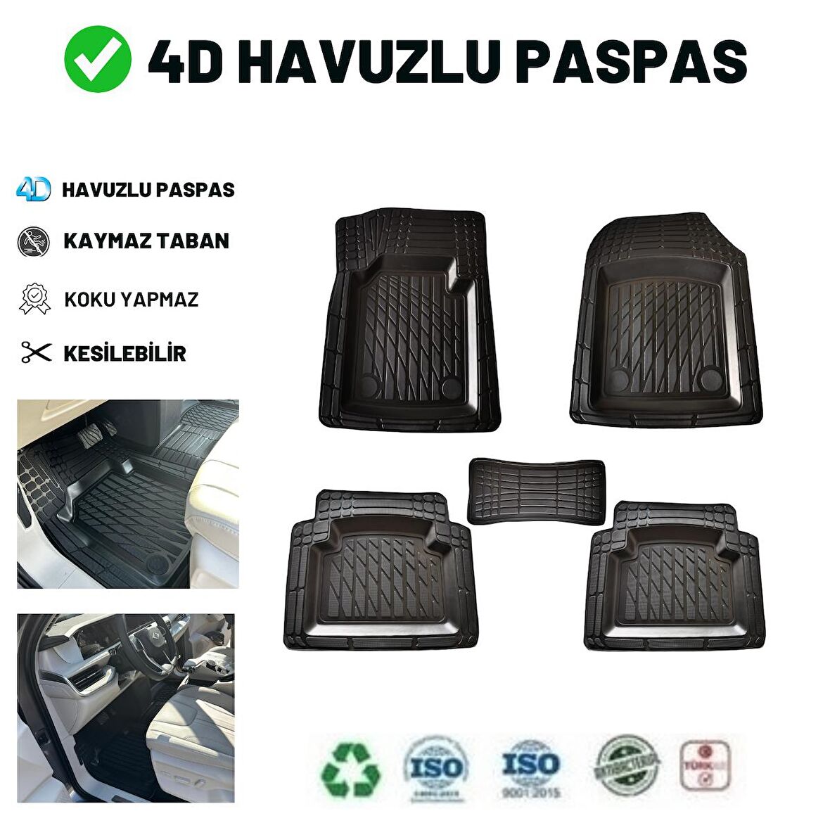 Honda Jazz 2019 4d Havuzlu Üniversal Yeni Nesil Paspas Siyah Gold Seri