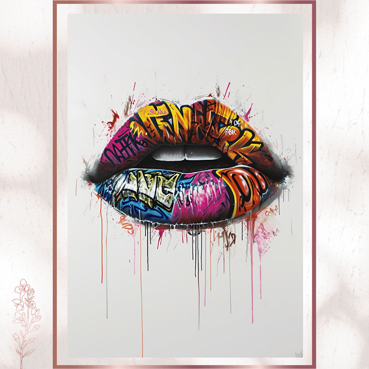 Graffiti Dudaklar V2 - Renkli Sokak Sanatı Poster