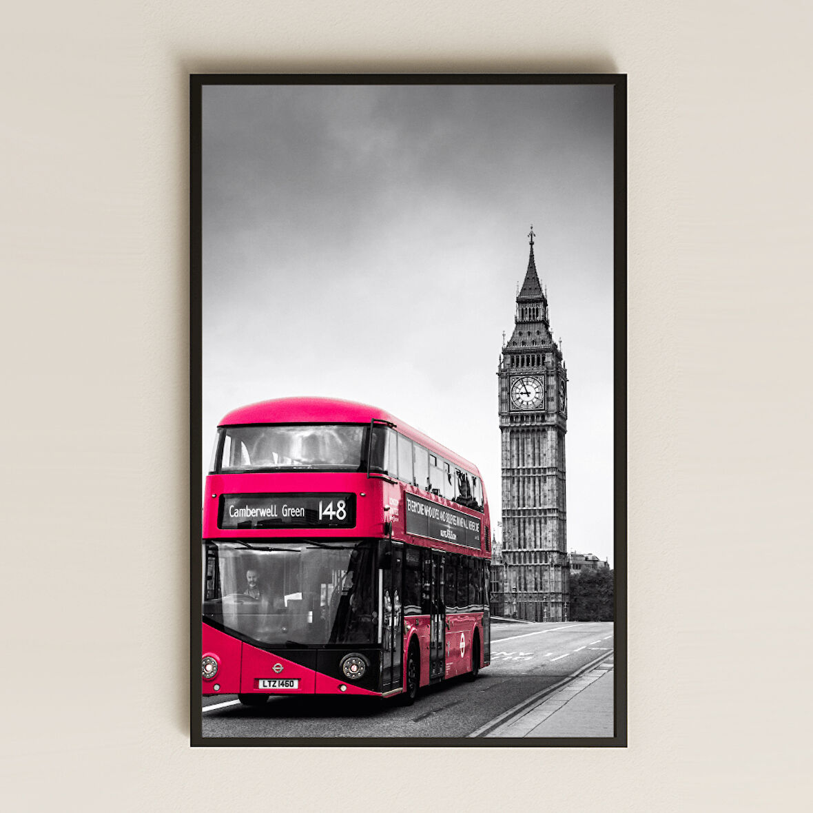 Londra Temalı Kırmızı Otobüs Dekoratif Tablo