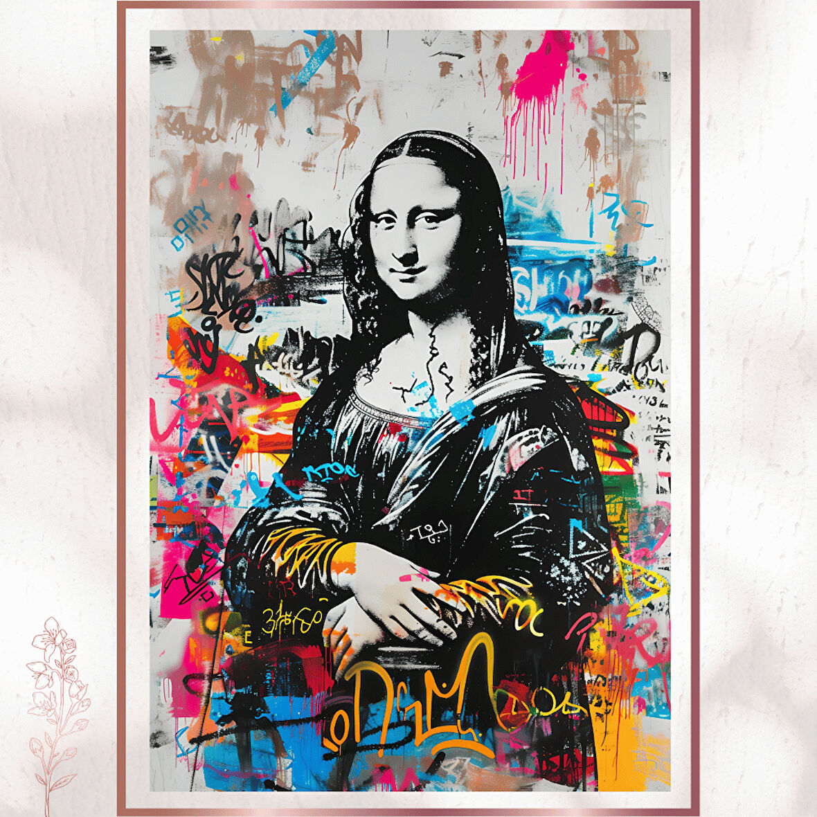 Graffiti Mona Lisa Tablo - Renkli Modern Poster