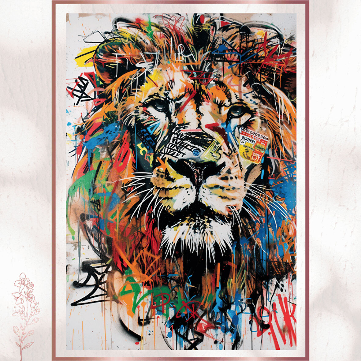 Graffiti Aslan - Renkli Vahşi Sanat Poster