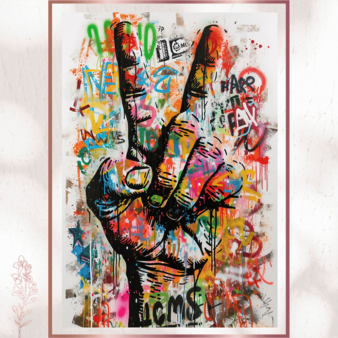 Graffiti Barış Eli - Renkli Sokak Sanatı Poster