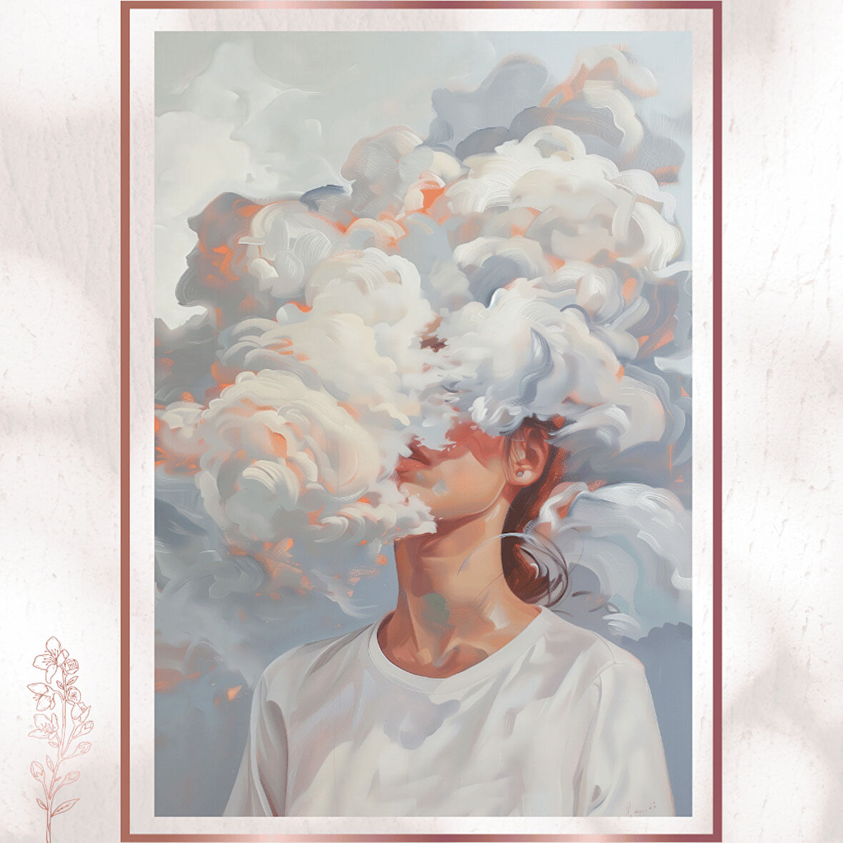 Bulut Kafalı Kadın - Soyut Duygusal Poster