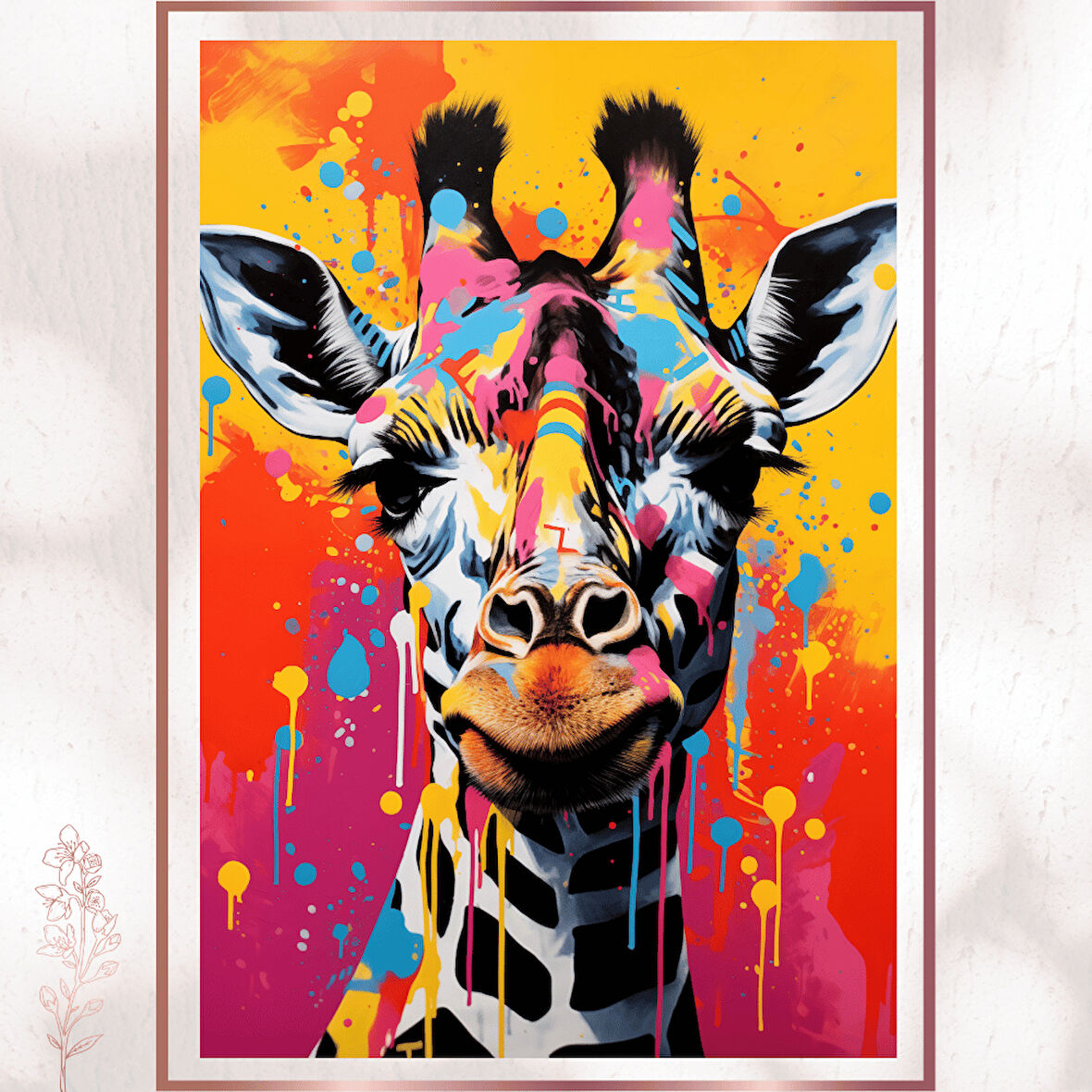 Renkli Graffiti Zürafa - Eğlenceli Pop Art Poster