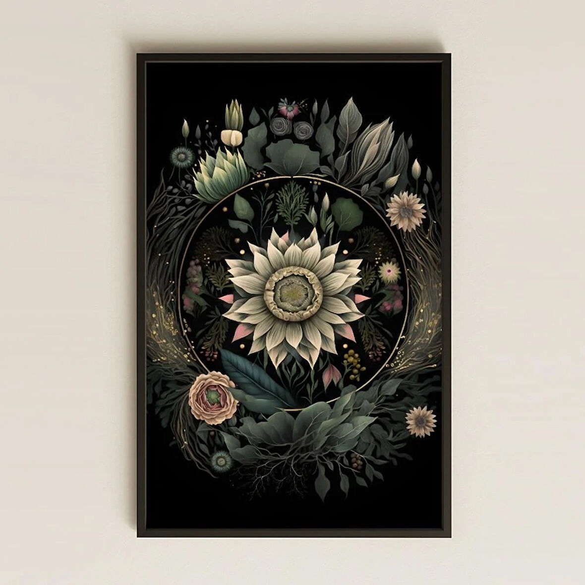 UV Baskılı Mandala Tablo - Botanik Gizem