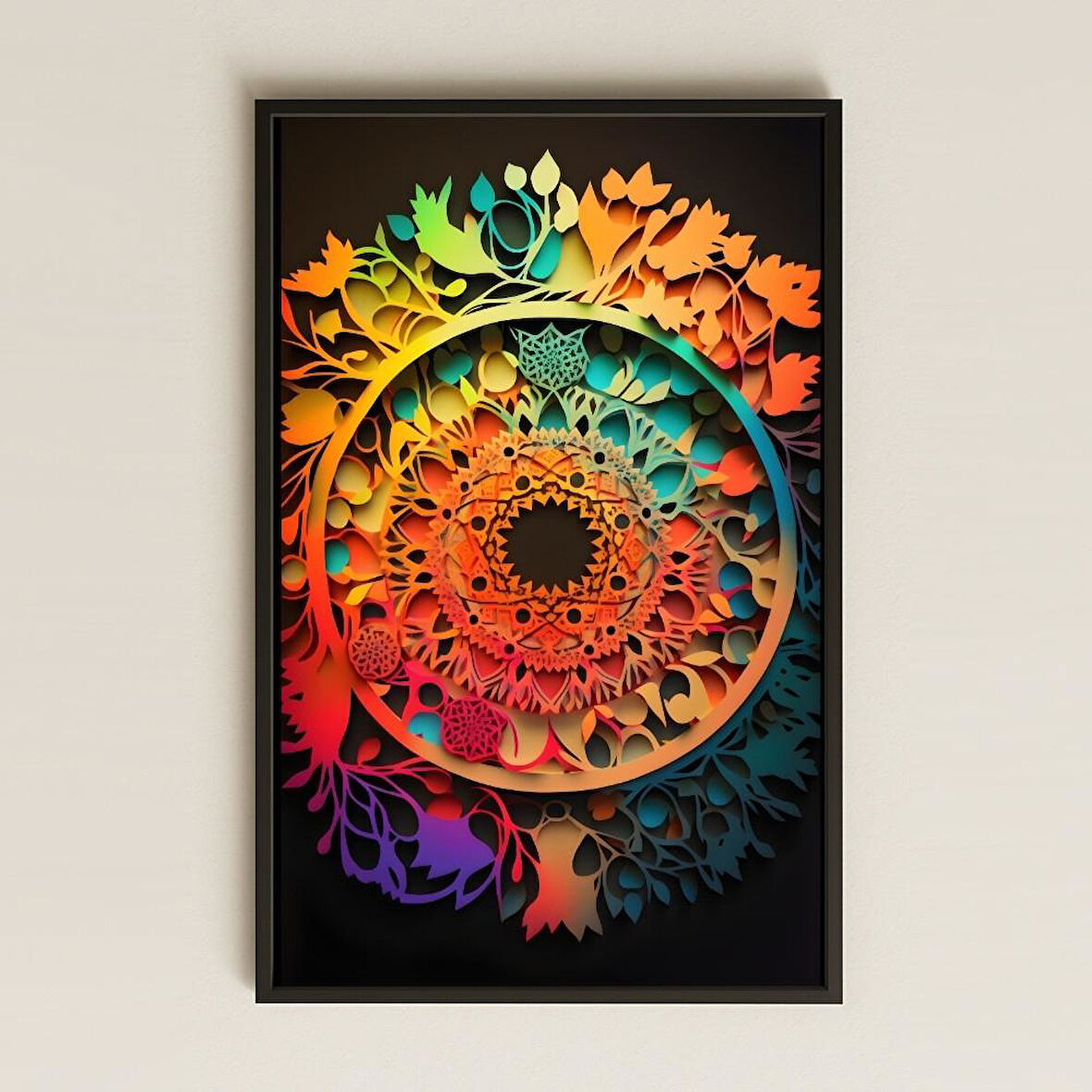 UV Baskılı Mandala Tablo - Gökkuşağı Kesim