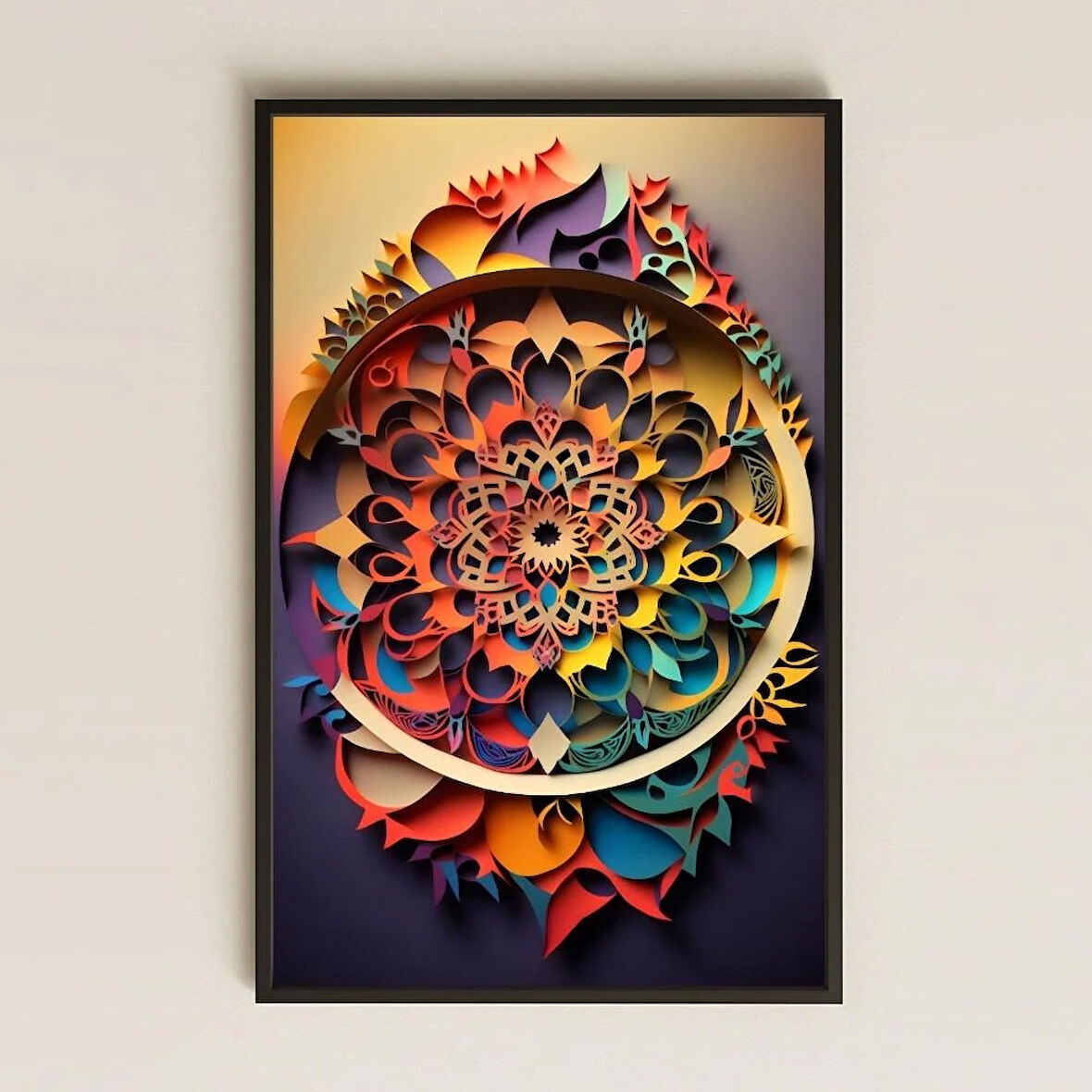 UV Baskılı Tablo - Modern Mandala Kesim