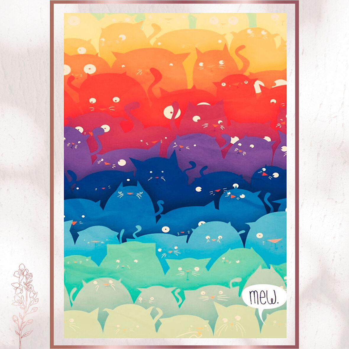 Renkli Kedi Tablosu - Komik Mimikli Sevimli Pleksi Duvar Dekoru