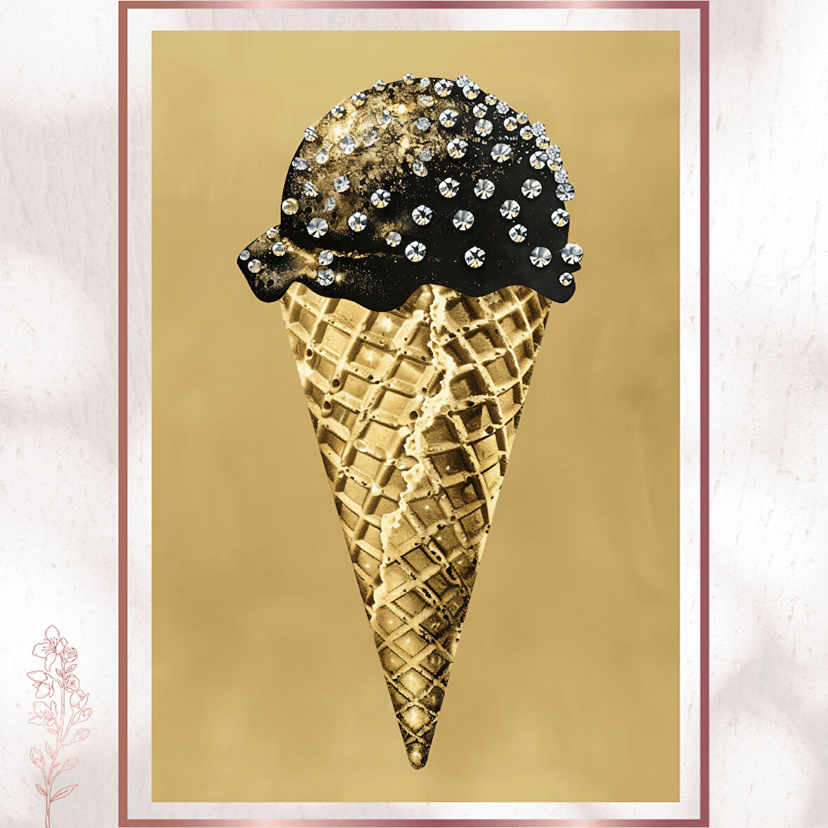 Gold Diamond Dondurma - Lüks Pop Art Poster
