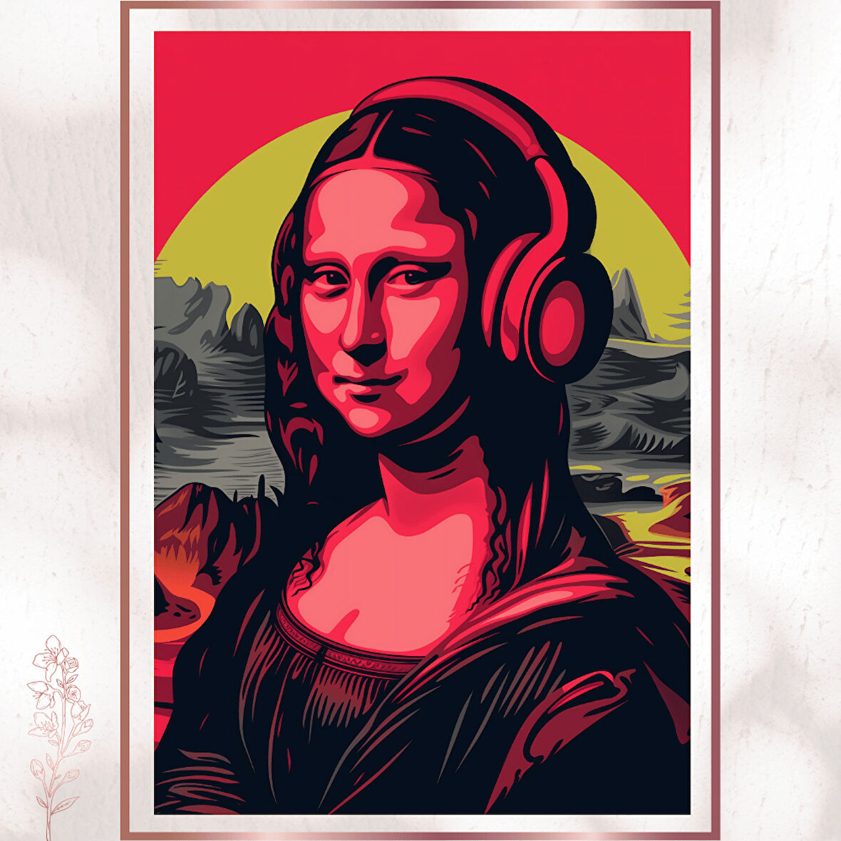 Mona Beats - Kulaklıklı Mona Lisa Pop Art Poster
