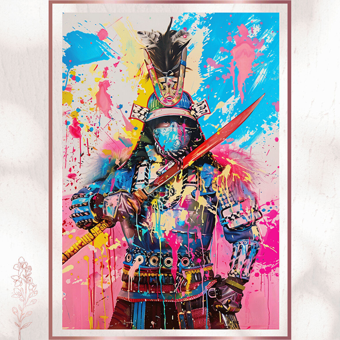 Renkli Samuray - Sokak Sanatı Temalı Modern Poster