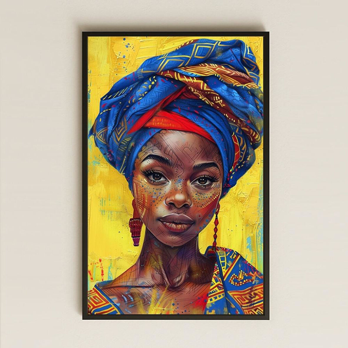 Renkli Afro Etnik Kadın Portre Dekoratif Modern Tablo