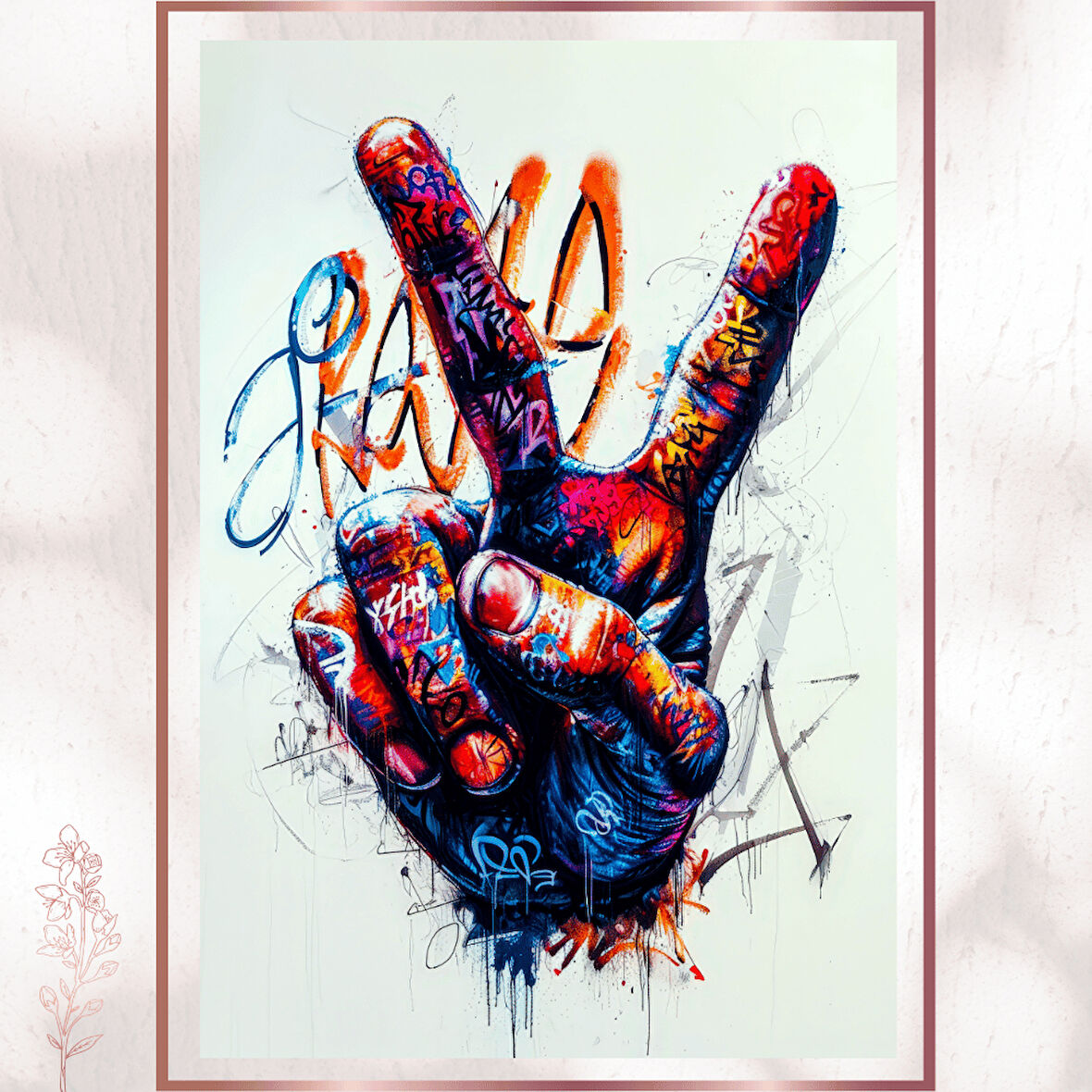Graffiti Barış Eli - Renkli Sokak Sanatı Posteri