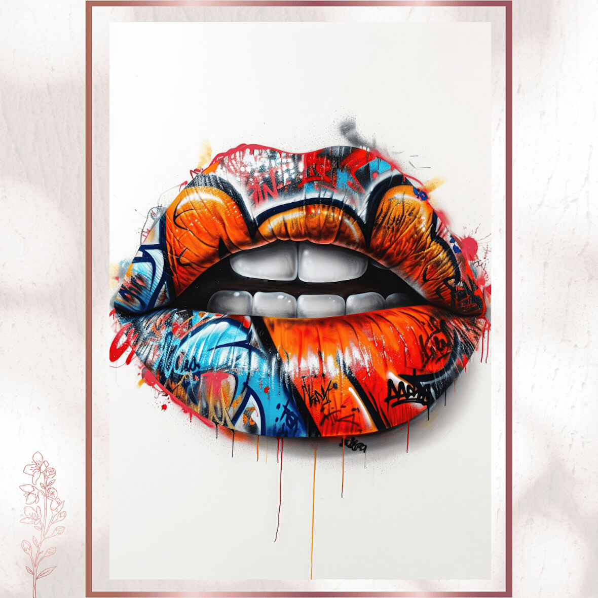 Graffiti Dudaklar - Renkli Pop Art Poster