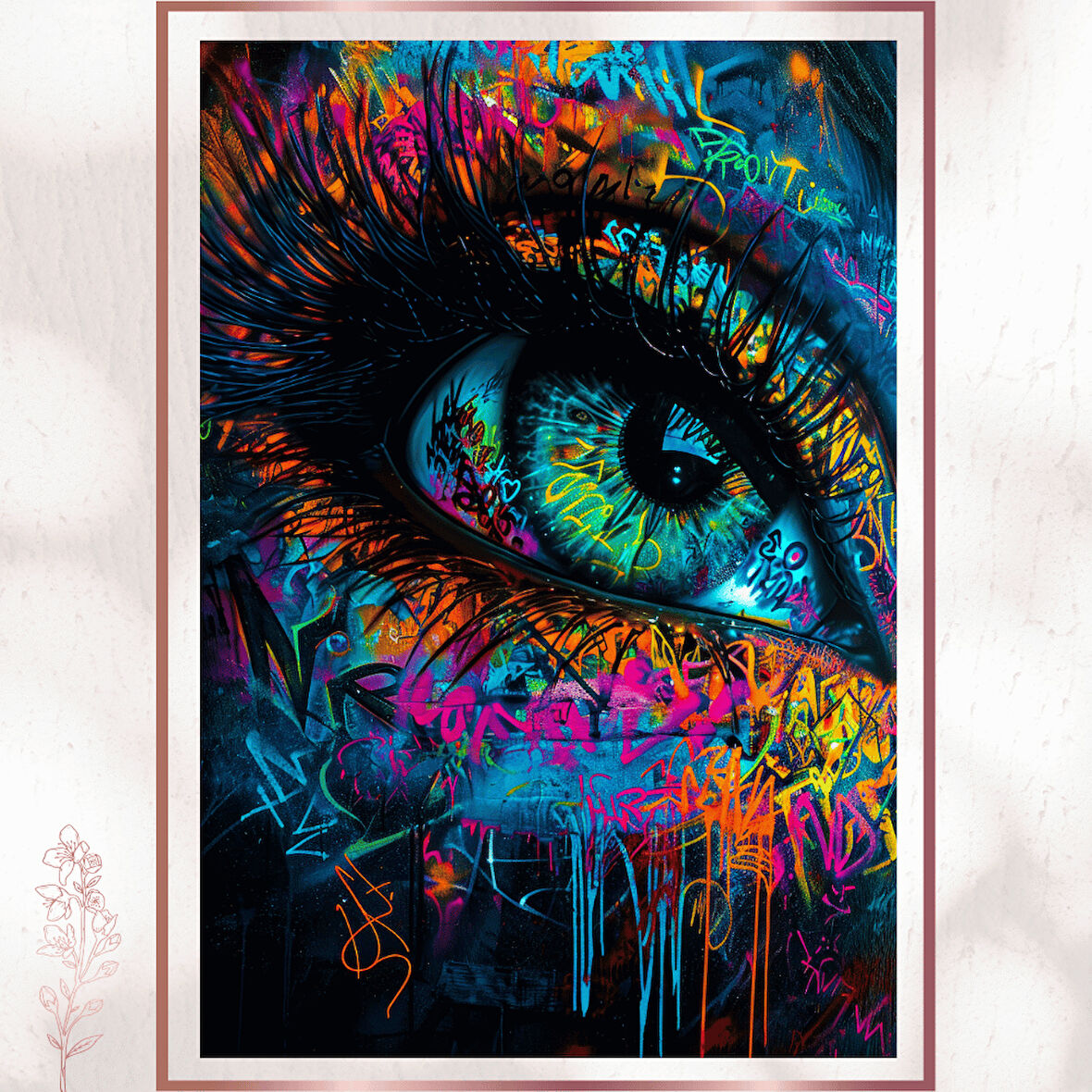 Graffiti Göz V2 - Neon ve Sokak Sanatı Portre Poster